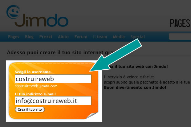 creare sito internet 1-login-e-email