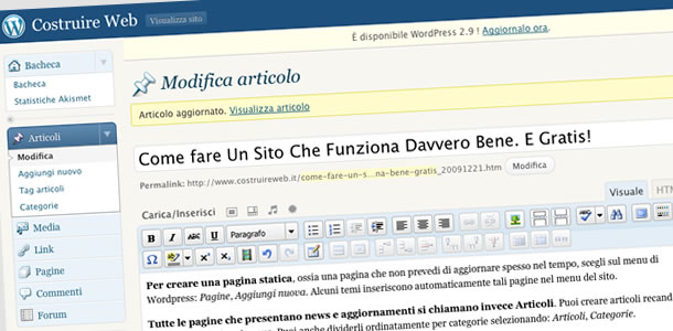 come fare un sito: pagine e articoli