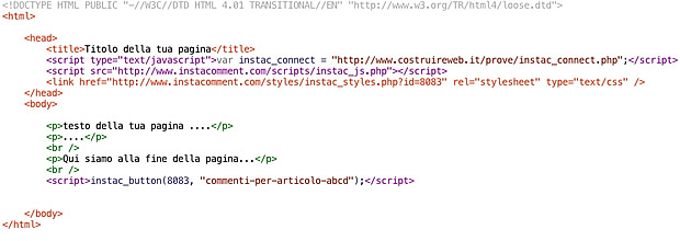 modulo commenti codice html