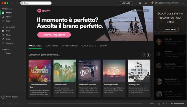 come usare interfaccia spotify